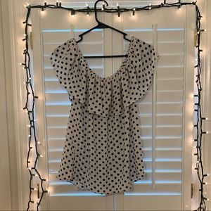 Black and White Polka Dot Blouse, M